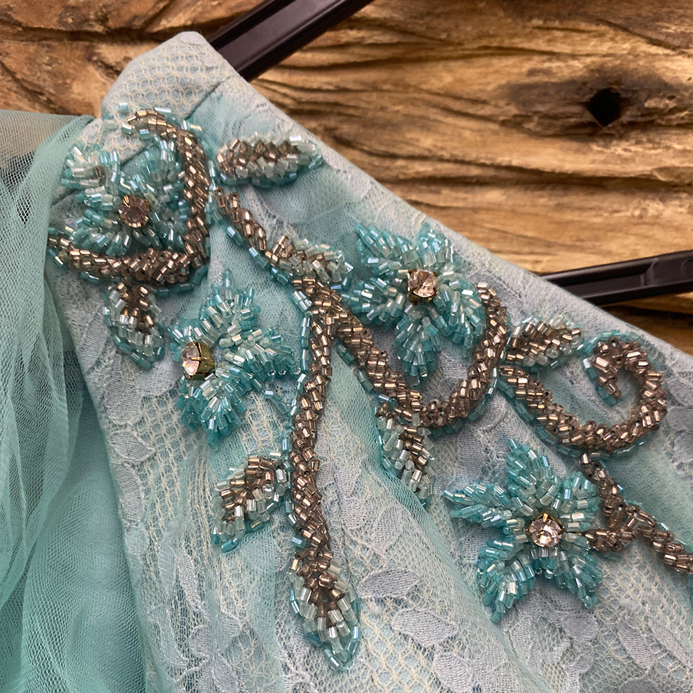 Vestido Longo de Festa Elizabeth Marques Azul Tiffany com Pedraria – Tam. P/42 - Imagem 4